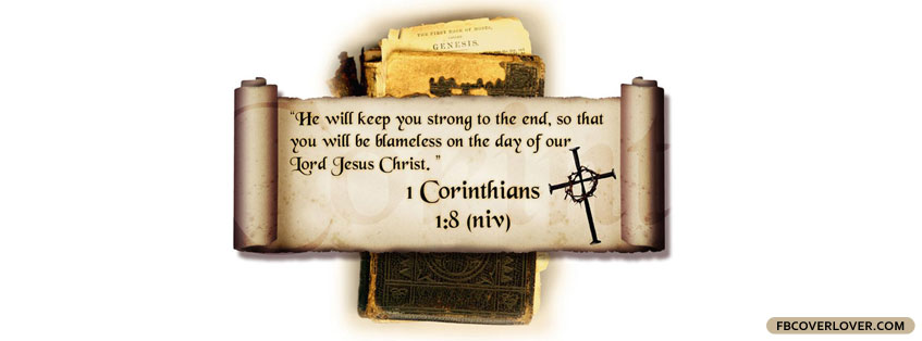 1 Corinthians 1:8 Bible Verse Facebook Cover 