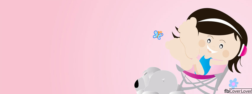 Cartoon Girl Relaxing Facebook Timeline  Profile Covers