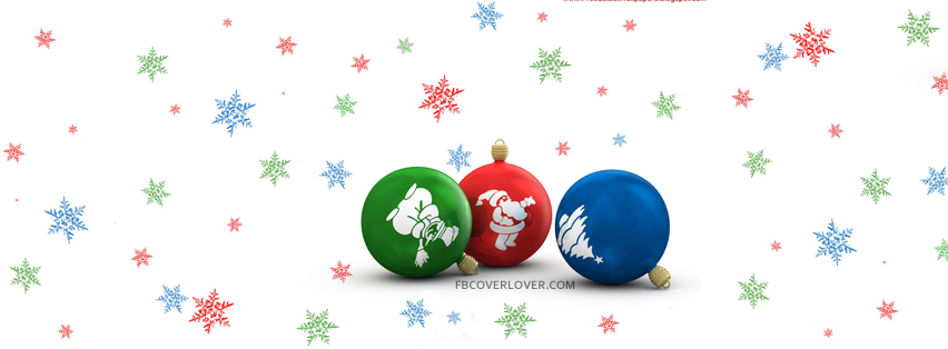 Christmas ornaments and colorful snowflakes Facebook Covers More Holidays Covers for Timeline