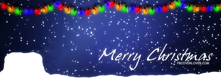 Merry Christmas Lights and Snow Facebook Timeline  Profile Covers