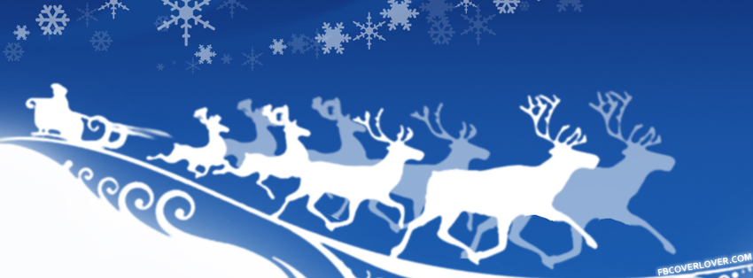 Santas White Sleigh and Reindeer Facebook Timeline  Profile Covers