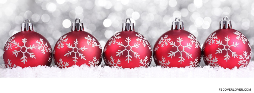 Red Christmas Ornaments and Snow Facebook Timeline  Profile Covers