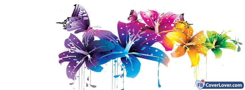 Beautiful Colorful Flowers colorful Facebook Cover Maker