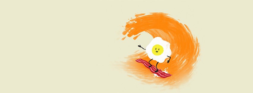 Eggs Waves Orange Surfing Bacon 