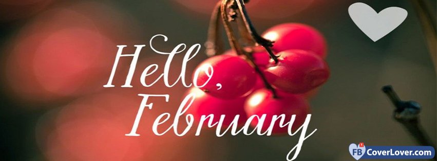 Hello February Cherry Love seasonal Facebook Cover Maker Fbcoverlover.com