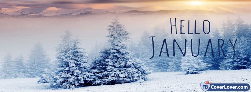 Hello January Sunset seasonal Facebook Cover Maker