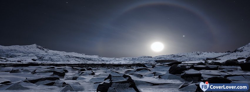 Icy Planet With Moon Light