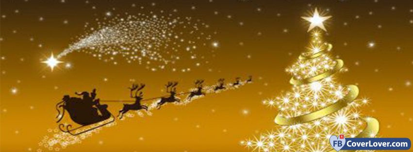 Santa Claus Is Flying seasonal Facebook Cover Maker 