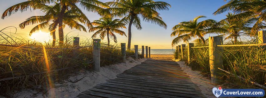 Sunset Path To The Beach Nature And Landscape Facebook Cover