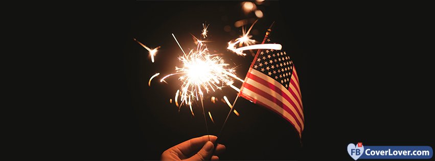 Us Flag And Fireworks