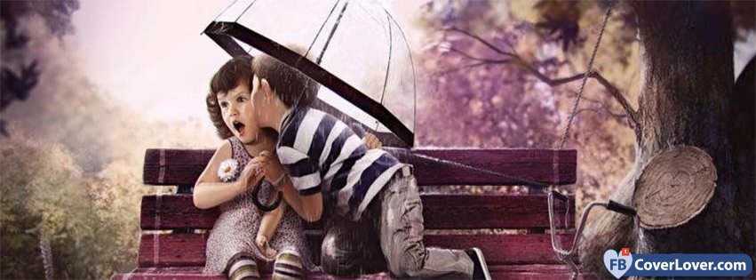 Kids Under Umbrella Kiss