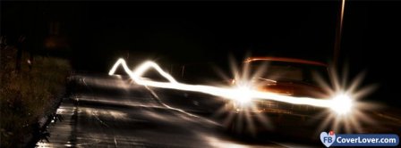 Car Lights On The Road Facebook Covers