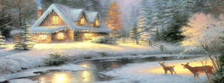 Cute Snowy House In Winter Facebook Covers