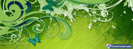 Green Butterfly Art Creative Facebook Covers