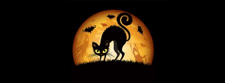 Halloween Cat And Bats Facebook Covers