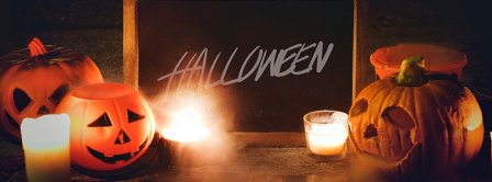 Halloween Pumpkins Candles And Blackboard Facebook Covers