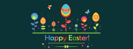 Happy Easter Flowers Eggs Facebook Covers