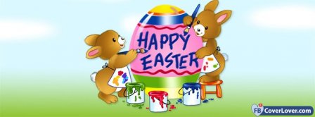 Happy Easters Painting Bunnies Facebook Covers