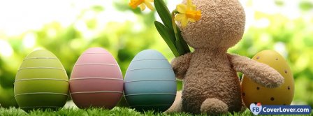 Happy Easters Cute Buny And Eggs Facebook Covers