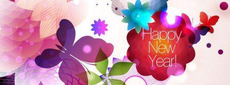 Happy New Year Abstract Flowers Facebook Covers