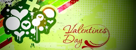 Happy Valentines Day Green Background Facebook Covers