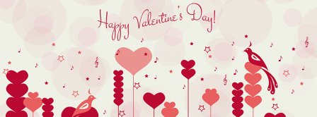 Happy Valentines Day Hearts Forest Background Facebook Covers