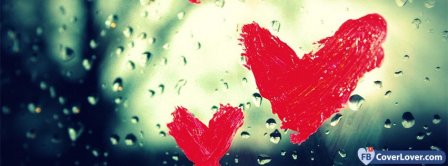 Happy Valentive Rainy Red Hearts Facebook Covers