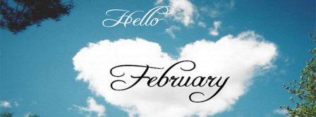 Hello February Cloud Heart-Shaped Facebook Covers