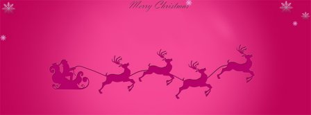 Merry Christmas Pink Reindeer Santa Facebook Covers