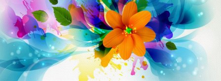 Orange Flower Abstract Drawing Facebook Covers