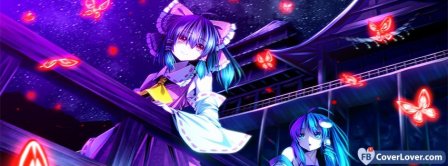 Touhou Dress Stars Butterfly  Facebook Covers