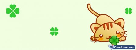 Saint Patrick Four Leaf Clover Kitty Facebook Covers