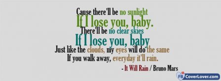 It Will Rain Lyrics Bruno Mars  Facebook Covers